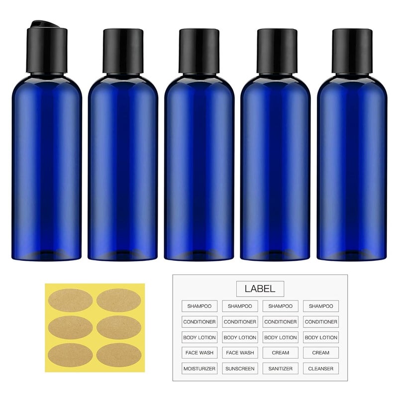owlyee Travel Bottles for Toiletries 3.4 oz - Travel Size Containers for Shampoo Plastic - Small Empty Lotion Squeeze Bottle for Liquid TSA Approved - Leak Proof Mini Conditioner Refillable Blue 100ml - Image 1